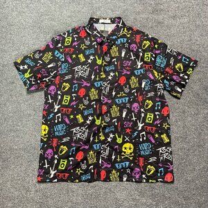 ChArmkpR Mens Button Front Shirt Multicolor Short Sleeve Hard Music XL New